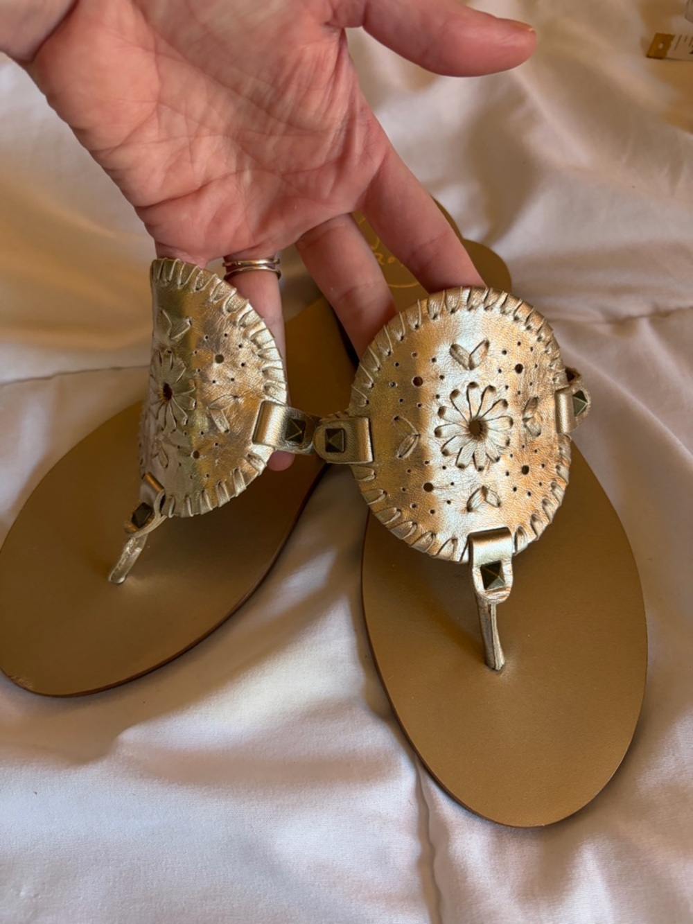 Jack Rogers Collins Gold Thong Sandals for Women